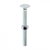 M12x120 Carriage Bolt & Nut DIN 603 Zinc Plated Gr.4.8 Pack 10