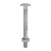 M12x200 Carriage Bolt & Nut DIN 603 Hot Dipped Galvanised Gr.4.8 Pack 10