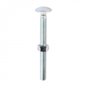 M12x130 Carriage Bolt & Nut DIN 603 Zinc Plated Gr.4.8 Pack 10