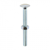 M10x100 Carriage Bolt & Nut DIN 603 Zinc Plated Gr.4.8 Pack 25