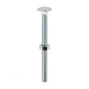 M10x130 Carriage Bolt & Nut DIN 603 Zinc Plated Gr.4.8 Pack 25