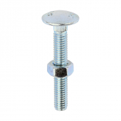 M6x40 Carriage Bolt & Nut DIN 603 Zinc Plated Gr.4.8 Pack 200