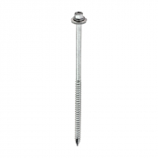 6.3x150 Hex Metal to Timber Slash Point Exterior Screw/Washer Steel/Silver Pack 100
