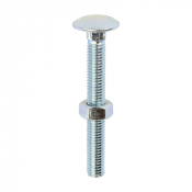 M8x65 Carriage Bolt & Nut DIN 603 Zinc Plated Gr.4.8 Pack 50