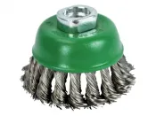 65mm (M14x0.5) Angle Grinder Twisted Knot Stainless Steel Wire Cup Brush