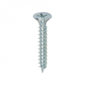 No7x1 Pozi Countersunk Twin Threaded Woodscrew Zinc Plated Pack 200