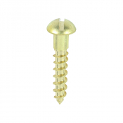 No6x3/4 Slotted Round Woodscrew Brass Pack 200