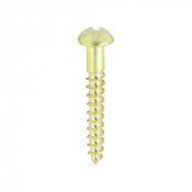No6x1 Slotted Round Woodscrew Brass Pack 200