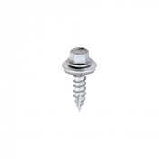 6.3x25 Hex Metal to Timber Slash Point Exterior Screw/Washer Steel/Silver Pack 100