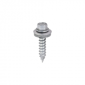 6.3x32 Hex Metal to Timber Slash Point Exterior Screw/Washer Steel/Silver Pack 100