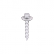 6.3x45 Hex Metal to Timber Slash Point Exterior Screw and 19mm Washer Steel/Silver Pack 100