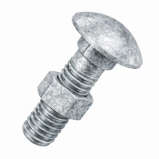 M16x110 Carriage Bolt & Nut DIN 603 Hot Dipped Galvanised Gr.4.6 Pack 25