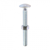 M12x110 Carriage Bolt & Nut DIN 603 Zinc Plated Gr.4.8 Pack 25