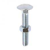 M12x75 Carriage Bolt & Nut DIN 603 Zinc Plated Gr.4.8 Pack 25