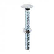 M8x75 Carriage Bolt & Nut DIN 603 Zinc Plated Gr.4.8 Pack 50