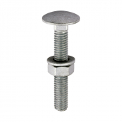 M6x40 Carriage Bolt, Nut & Washers DIN 603 Silver Pack 10