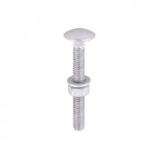 M6x50 Carriage Bolt, Nut & Washers DIN 603 Silver Pack 10