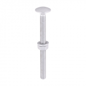 M6x75 Carriage Bolt, Nut & Washers DIN 603 Silver Pack 10