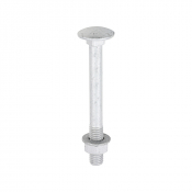 M8x75 Carriage Bolt, Nut & Washers DIN 603 Silver Pack 10
