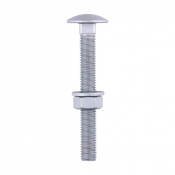 M12x100 Carriage Bolt, Nut & Washers DIN 603 Silver Pack 10