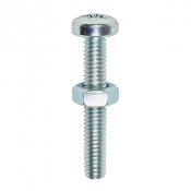 M5x30 Pozi Pan Screw & Nut DIN 7985 Zinc Plated Pack 15