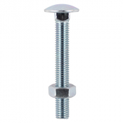 M6x40 Carriage Bolt & Nut DIN 603 Zinc Plated Gr.4.8 Pack 8