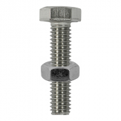 M6x25 Hex Setscrew & Nut DIN 933 A2 Pack 6