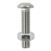 M6x25 Socket Dome Screw & Nut DIN 7380 A2 Pack 6