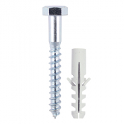 6x60 Coachscrew & Plug DIN 571 Zinc Plated Pack 40