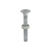 M10x75 Carriage Bolt & Nut DIN 603 Hot Dipped Galvanised Gr.4.8 Pack 50