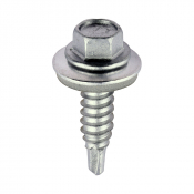 6.3x25 Hex Sheet Metal to Sheet Metal S/D Exterior Stitching Screw/Washer Steel/Silver Pack 100