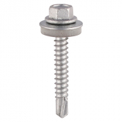 5.5x50 Hex Metal to Light Section S/D Exterior Screw/Washer Bi Metal/Silver Pack 100
