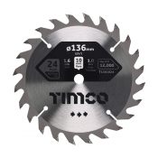 136x10x24T Hand Held Circular Saw Blade Wood/Board Medium Cut Timco