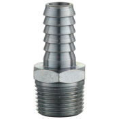 Male Hose Tail Connector, Male Thread BSP Tapered 3/8, HoseTail 9.5mm (3/8) i/d Hose
