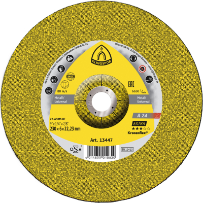 115x6x22.23 Metal Depressed Centre Grinding Disc A24 EXTRA Klingspor Pack 10