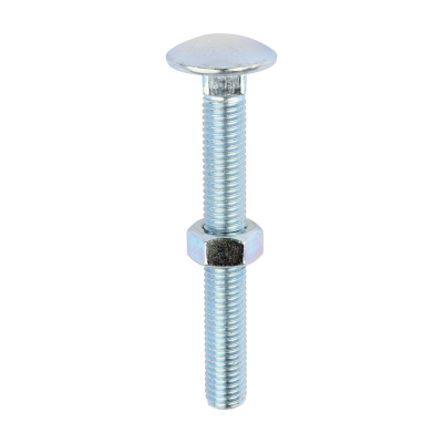 M12x100 Carriage Bolt & Nut DIN 603 Zinc Plated Gr.4.8 Pack 25