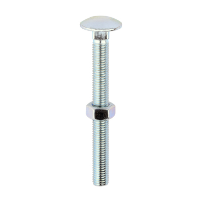M12x120 Carriage Bolt & Nut DIN 603 Zinc Plated Gr.4.8 Pack 10