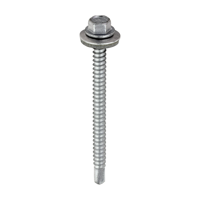 5.5x70 Hex Metal to Light Section Steel S/D Exterior Screw/Washer Steel/Silver Pack 100