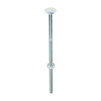 M10x220 Carriage Bolt & Nut DIN 603 Zinc Plated Gr.4.8 Pack 10