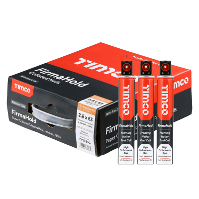 2.8x63 Collated Clipped Angled Ring Nail FirmaGalvanised+ & 3CFC Fuel Cells FirmaHold Pack 3300