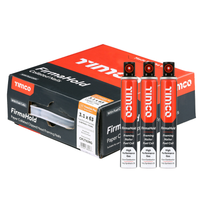 3.1x63 Collated Clipped Angled Ring Nail FirmaGalvanised+ & 3CFC Fuel Cells FirmaHold Pack 3300