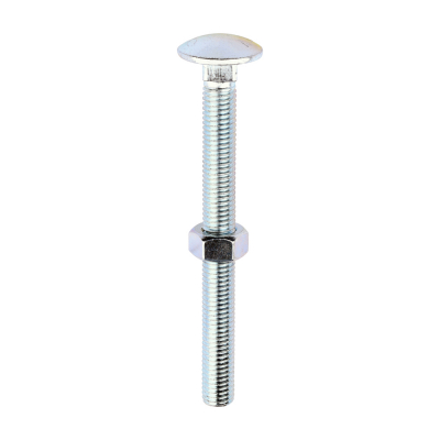 M12x130 Carriage Bolt & Nut DIN 603 Zinc Plated Gr.4.8 Pack 10