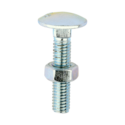 M6x30 Carriage Bolt & Nut DIN 603 Zinc Plated Gr.4.8 Pack 200