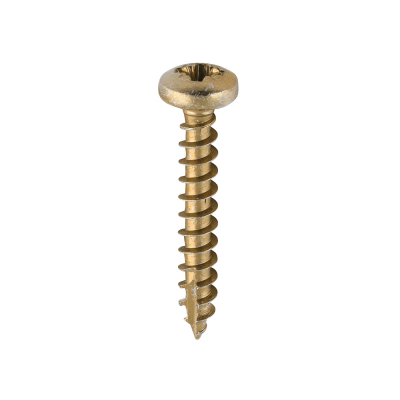4.0x25 Pozi Pan Multi Purpose Screw Zinc & Yellow Plated Timco Classic Range Pack 200