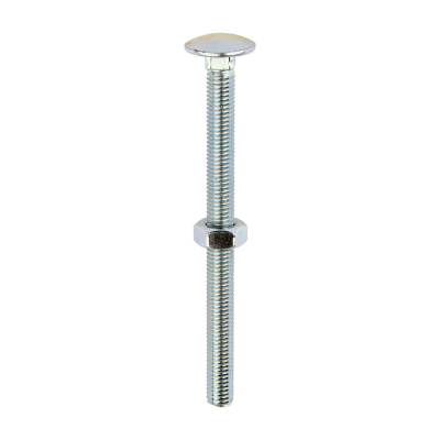 M10x130 Carriage Bolt & Nut DIN 603 Zinc Plated Gr.4.8 Pack 25