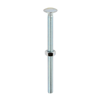 M10x150 Carriage Bolt & Nut DIN 603 Zinc Plated Gr.4.8 Pack 25