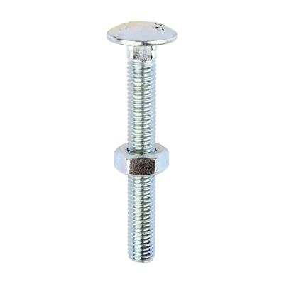 M10x80 Carriage Bolt & Nut DIN 603 Zinc Plated Gr.4.8 Pack 50