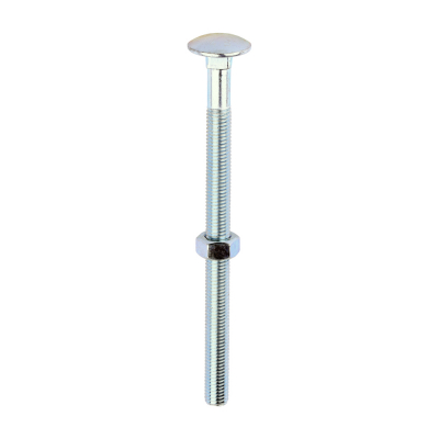 M12x180 Carriage Bolt & Nut DIN 603 Zinc Plated Gr.4.8 Pack 10