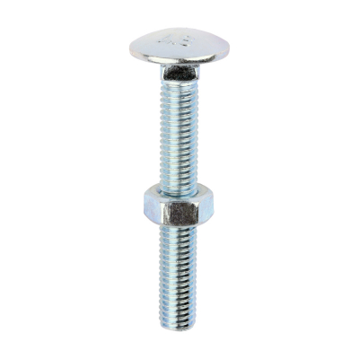 M8x60 Carriage Bolt & Nut DIN 603 Zinc Plated Gr.4.8 Pack 100