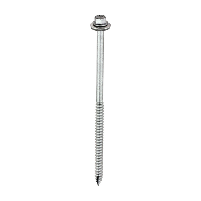 6.3x150 Hex Metal to Timber Slash Point Exterior Screw/Washer Steel/Silver Pack 100